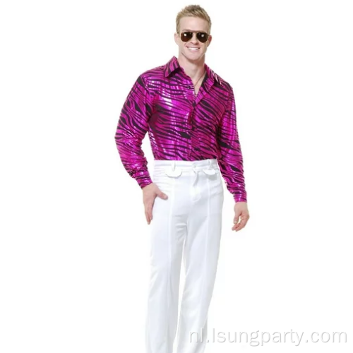 Volwassen roze zebraprint Disco -shirt